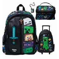 Black Minecraft Smiggle School Bag Trolley Bag Wallet Bottle Pencil Case For Kids