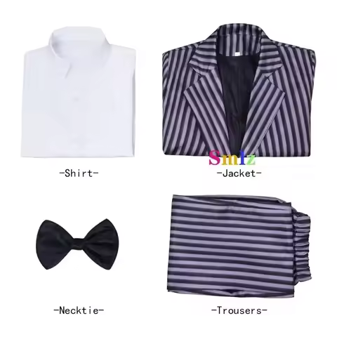 Gomez Addams Cosplay Anime Morticia Costume Dress Halloween Carnival Outfit Adult Coat Shirt Pant Ti