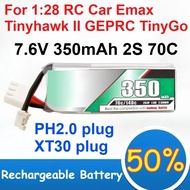 7.6V 350mAh 2S 70C Lithium Polymer High-Voltage Battery for 1:28 RC Car Emax Tinyhawk II GEPRC TinyG