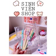 Transparent square purse wrapped in string 15x15cm to hold pens, school supplies, and miscellaneous 