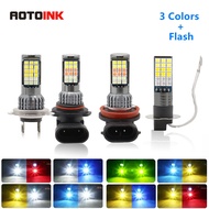 【3 Colors + Flash】 1 pair Car LED Fog Light Bulb H4 H11 H7 H1 H3 9005 9006 HB3 HB4 LED Auto Fog Lamp
