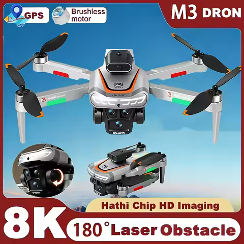 NEW M3 Drone 8K Professinal With 1080P Wide Angle HD Cameras Foldable Helicopter WIFI FPV 180° Elect