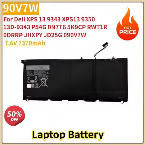 90V7W Laptop Battery 7.6V 7370mAh for Dell XPS 13D-9343 P54G 0N7T6 5K9CP RWT1R 13 9343 XPS13 9350 Br