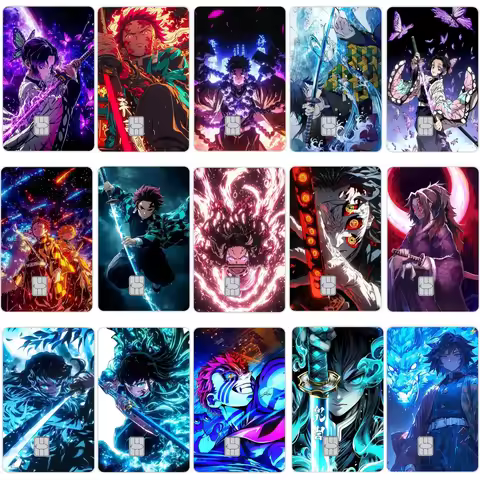 Cartoon Kamado Nezuko Agatsuma Zenitsu Tomioka Giyuu Anime Credit Card Debit Card Stickers Film Tape