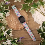 紅藍色花朵印花綠松色蘋果錶帶Apple Watch 4/5/6/7/8/9/SE/Ultra