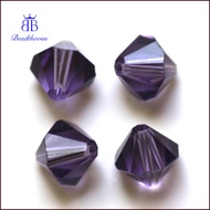 200pcs Imitation Austrian Beads Grade AAA K9 Glass Faceted Bicone Indigo 4x4mm Hole: 0.7-0.9mm