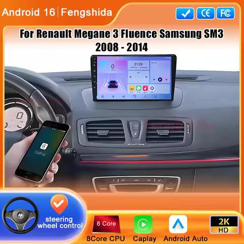 4G Android 16 For Renault Megane 3 Fluence Samsung SM3 2008 - 2014 Car Radio Multimedia Video Player