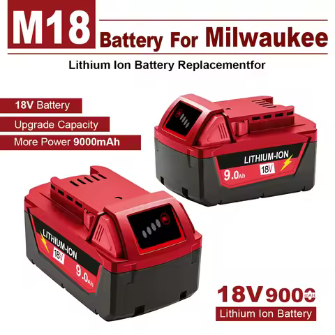 For Milwaukee M18 9.0Ah Battery and Charger Kit XC 9000mAh Replacement for 48-11-1860 M18B5 18V Li-i
