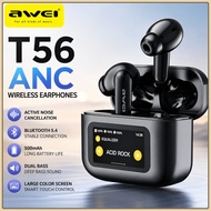 Awei T56 ANC + ENC Wireless Earbuds Touch Screen Earbuds Headphone Noise Cancellation Earphone Awei 