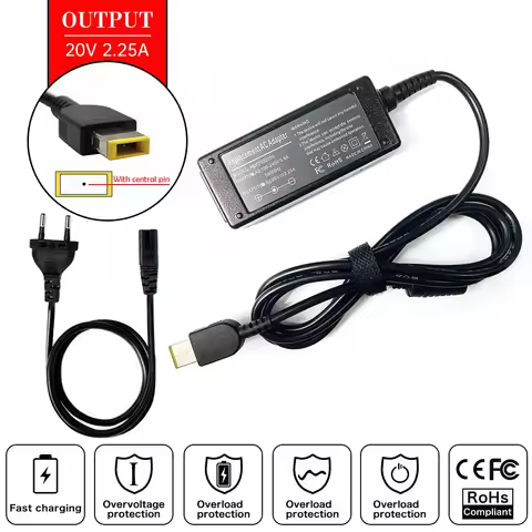 20V 2.25A Laptop AC Adapter Charger for Lenovo Thinkpad X240 S21e-20 T450 T431S X230S G50-30 V130-14