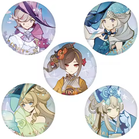 58mm Game Genshin Impact Chiori Kirara Navia Lynette Lyney Cosplay COSTUME Badge Pin SPTE Tinplate B