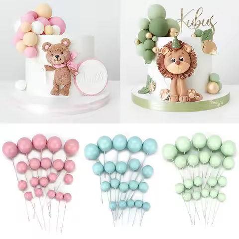 20pcs Cake Topper Balls Set 2cm-4cm DIY Birthday Wedding Cake Decoration Party Celebrate Cake Glitte