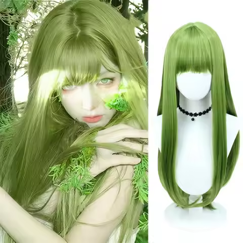 Synthetic Hair Enkidu Cosplay Wigs Game Fate 20inch Women Long Straight Apple Green Cos Wig Heat Res