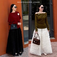 Ngocanh6959 CV458 Korean luxury lady style long tiered skirt NEW N999 Ord