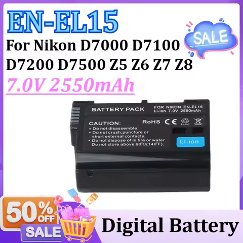 7.0V 2550mAh EN-EL15C EN-EL15 Battery with LCD Fast Charger for Nikon D7000 D7100 D7200 D7500 Z5 Z6 