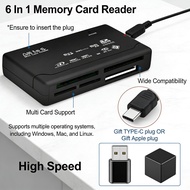 USB 2.0 6 In 1 TF/SD/CF/XD/MS/M2 Card Reader Mermory Stick Data Line Adapter