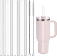 Pack of 8 Glass Straws for Stanley Cup 40 oz, 31 cm Glass Straws Long with 2 Cleaning Brushes, Straw