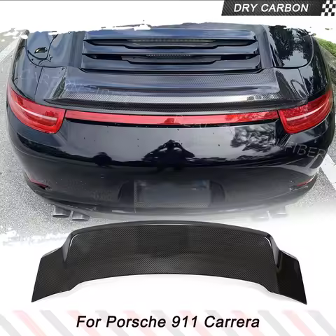 DRY Carbon Fiber Car Rear Trunk Spoiler for Porsche 911 991 Carrera 4 GTS 2017-2018 Rear Trunk Boot 