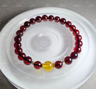 全新 天然 緬甸 琥珀 血珀 7mm 圓珠 手串 Natural Amber Cherry Amber Blood Amber Bracelet 設計款 DIY