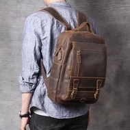 MEN'S GENUINE COW LEATHER BACKPACK CRAZYHOURSE TYPE