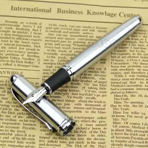 Luxury Brand Jinhao X750 Silver Stainless Steel Fountain Pen Medium 18KGP Nib School Office Supply I