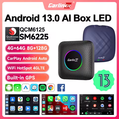 2025 CarlinKit CarPlay AI Box Android 13.0 SM6225 QCM6125 Android Auto Wireless CarPlay Adapter 2.4+