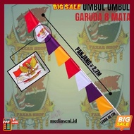 MERAH Red, White, and Colorful Pennant Flags 2.7 Meters