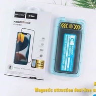 Kính cường lực Kuzoom CHỐNG NHÌN TRỘM chống bụi màng loa kèm khung trợ dán IPhone 15ProMax 14Pro Ma