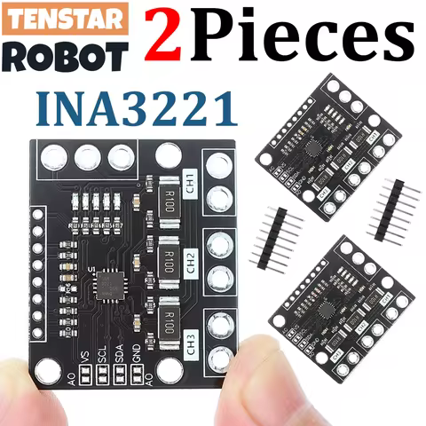 TENSTAR 2pcs INA3221 I2C SMBUS Triple-Channel Shunt Current Power Supply Voltage Monitor Sensor Boar