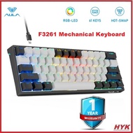 AULA F3261 61 Keys Wired Mechanical Keyboard RGB Hot Swappable Compact Gaming Keyboards LED Backlit 