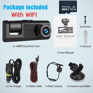 🔥New 2024🔥WIFI Dash Cam กล้องติดรถยน2024 กล้องติดรถยนต์ 3เลนส์ Full HD 1080P ภาพชัดระดับ2K มีwifi ดู