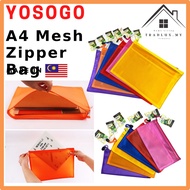 Tradlux YOSOGO A4/A5/A6 MESH ZIPPER BEG File Storage Wallet School Supplies/Document Bag "2 Sizes Av