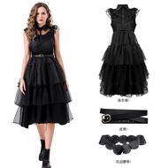 M-3XL Adult Female Parent-child Addams Family Prom Dress Halloween Wednesday Addams Black Dress 902x