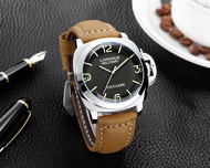 Men Automatic Self Wind Mechanical Genuine Brown Leather Strap Luminous Luxury Rose Gold Military Watch