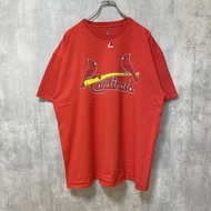 古著 Majestic MLB 紅雀隊短袖印花 T 卹，紅色，復古，棒球，XL 碼