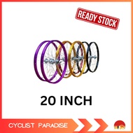 20" RIM Alloy CANDY Color Wheelset for DISC BRAKE Rim Basikal Budak BMX LAJAK (1 set = Sepasang) Bike Chrome
