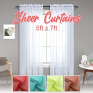 1pc Solid Color Sheer Curtain Panel 5ft x 7ft | Living Room & Bedroom Window Curtain