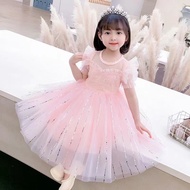 ALENA Váy công chúa cho bé gái mới Aisha Frozen Dress 2023 ngắn tay áo tây váy lưới bé váy