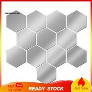 OPPO 12Pcs/Set Hexagonal Acrylic Mirror Wall Decals DIY Home Wall Art Stickers