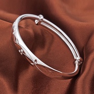 Clover Silver Bracelet Female 9999 Sterling Silver Sliding Adjustable Solid Ethnic Style Silver Brac