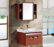 FUO衛浴:80公分 合金材質櫃體 陶瓷盆 浴櫃組(含鏡櫃,龍頭) T9027