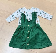 嬰兒聖誕樹圖案吊帶裙套裝