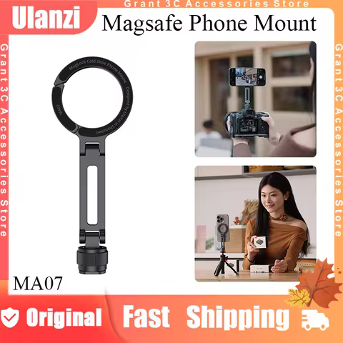 Ulanzi MA07 MagSafe Magnetic Phone Holder with Cold Shoe Mount 1/4" Screw for iPhone 16 15 14 Camera