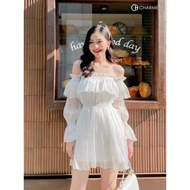 [Voucher 50k Freeship Max 0 đồng toàn quốc] Đầm tiểu thư tay phồng đầm nữ trễ vai dễ thương đầm công