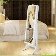 Wooden floor standing mirror jewelry cabinet with full length mirror