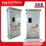 GEB Three Phase & Neutral 3phase Outdoor KWH Meter Box (Metal) 43” x 19” x 12” inch weatherproof kot