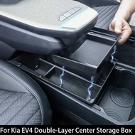 For Kia EV4 Double-Layer Center Console Organizer Tray Armrest Storage Box Car Accessories