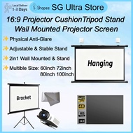 16:9 Projector Screen Projector Tripod Screen Projection Screen 60/72/82Inches Entertainment Project