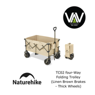 Naturehike Fourway Folding Camping Picnic Trolley Wagon with Removable Thick Wheels & Brakes (TC02)