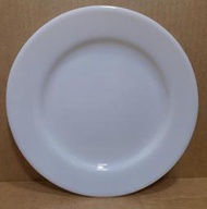 美國早期康寧 Pyrex 1953 牛奶白餐盤 強化玻璃厚實淺圓盤 -直徑 23 公分